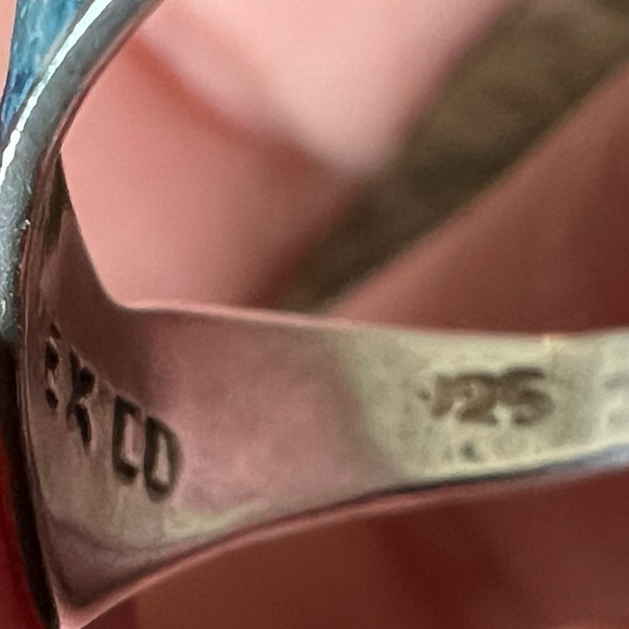 Taxco Mexico Sterling Silver Ring TR-60 Turquoise inlay geometric Maya Aztec 5 - Picture 5 of 5